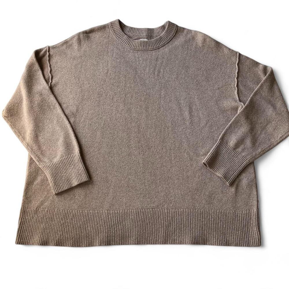 Aerie Oversized Taupe Exposed Seam Sweater.